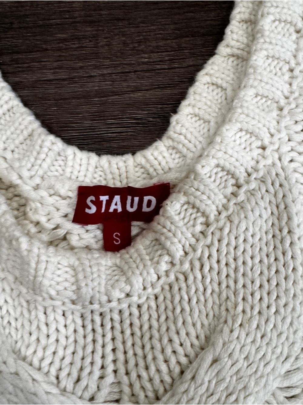 STAUD Cream Cable Knit Cropped Tank - Picture 2 of 6